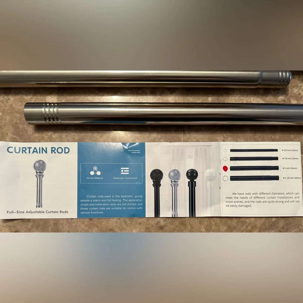 Curtain rod 28-56” adjustable - Picture 3 of 5